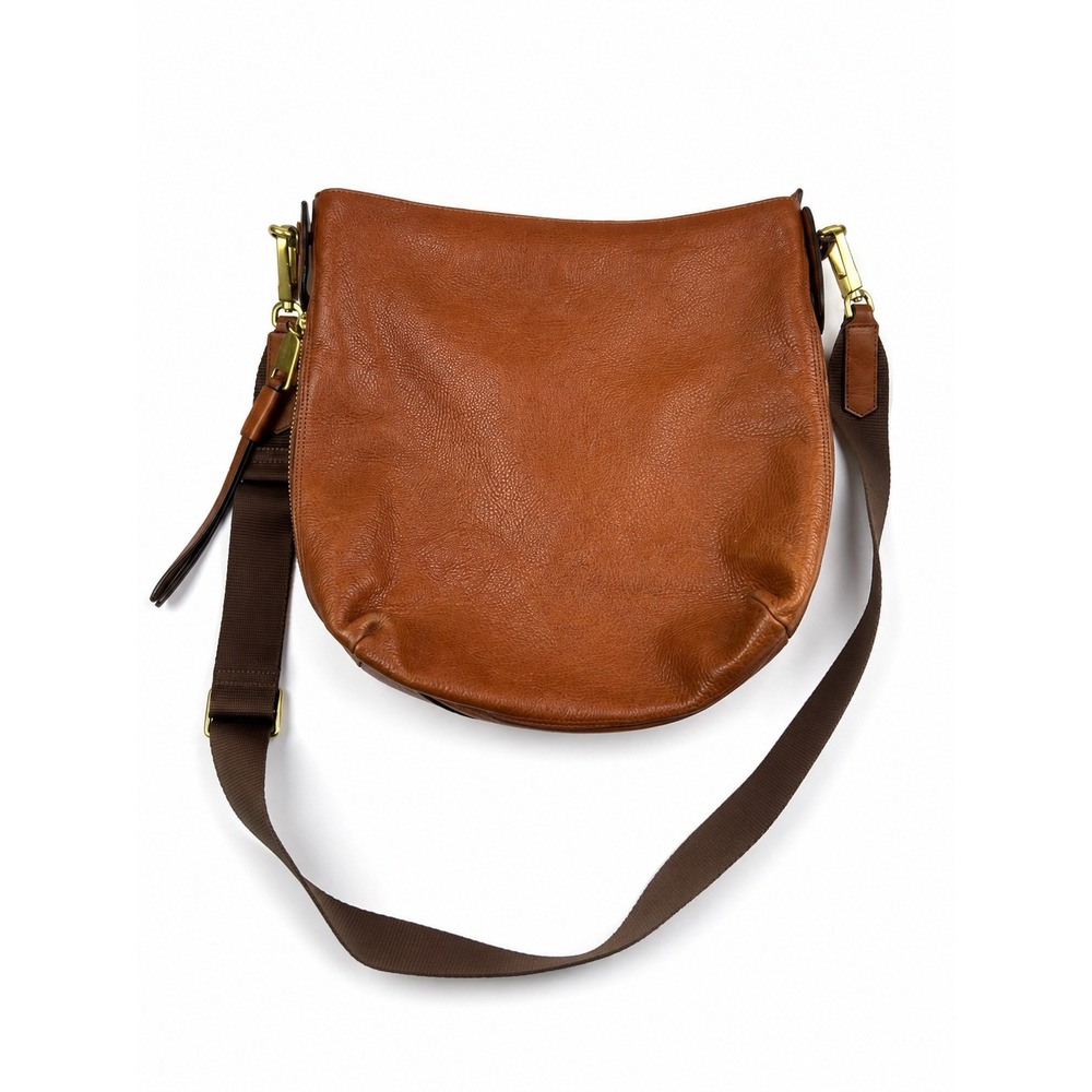 Fossil Vintage Boho Y2K Brown Pebbled Genuine Leather Crossbody Bag